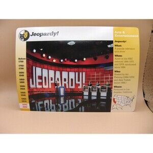 Jeopardy! Trebek Arts & Entertainment 1997 GROLIER STORY OF AMERICA CARD #82-13